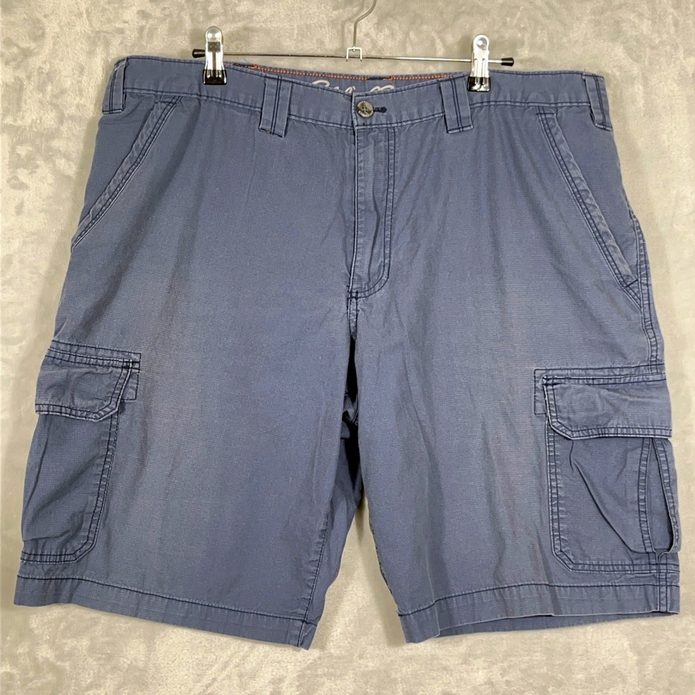 Eddie Bauer Men Cargo Shorts 40 Blue Ripstop Cotton Utility Outdoor 6-Pocket